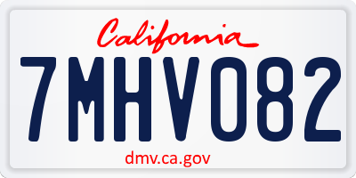 CA license plate 7MHV082