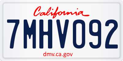 CA license plate 7MHV092