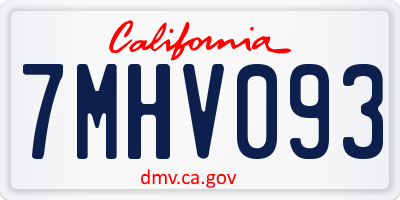 CA license plate 7MHV093