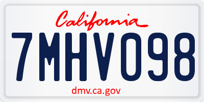 CA license plate 7MHV098