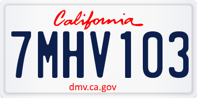 CA license plate 7MHV103