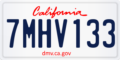 CA license plate 7MHV133