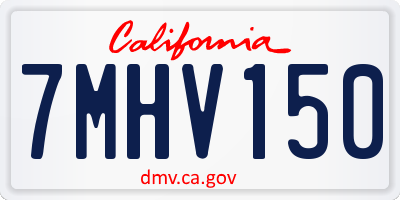 CA license plate 7MHV150