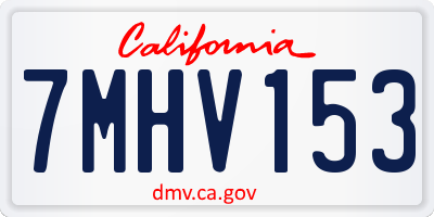 CA license plate 7MHV153