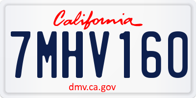 CA license plate 7MHV160