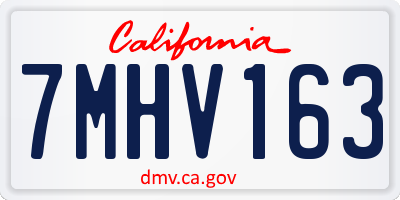 CA license plate 7MHV163