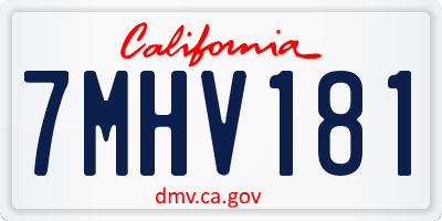 CA license plate 7MHV181