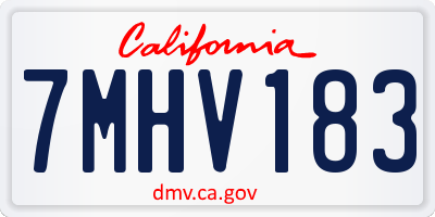 CA license plate 7MHV183