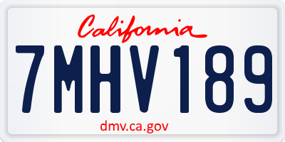 CA license plate 7MHV189