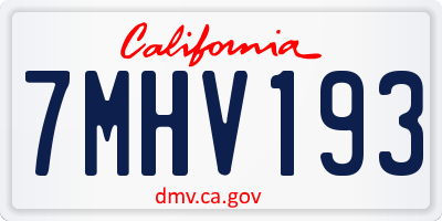 CA license plate 7MHV193