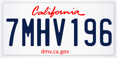 CA license plate 7MHV196
