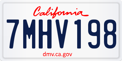 CA license plate 7MHV198