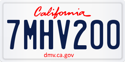 CA license plate 7MHV200
