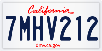 CA license plate 7MHV212