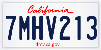 CA license plate 7MHV213