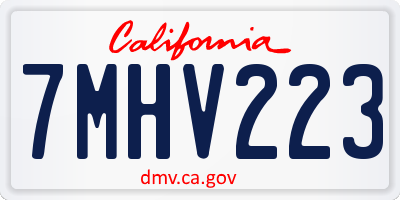 CA license plate 7MHV223