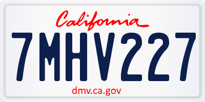CA license plate 7MHV227