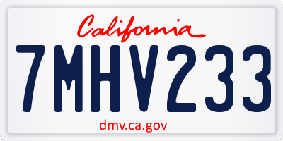 CA license plate 7MHV233