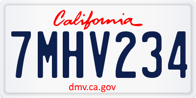 CA license plate 7MHV234