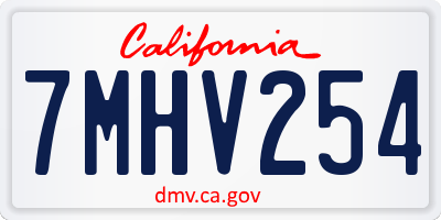 CA license plate 7MHV254