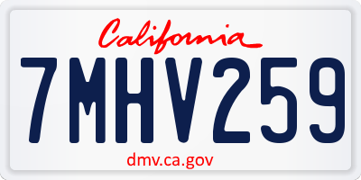 CA license plate 7MHV259