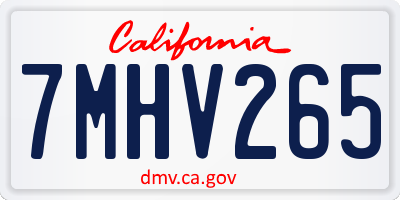 CA license plate 7MHV265