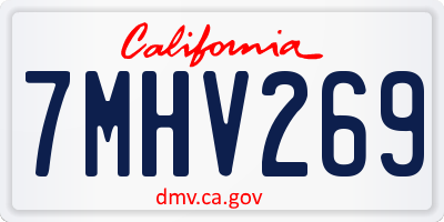 CA license plate 7MHV269