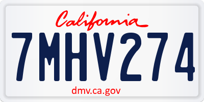 CA license plate 7MHV274