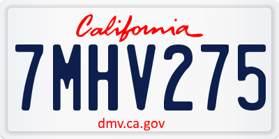 CA license plate 7MHV275