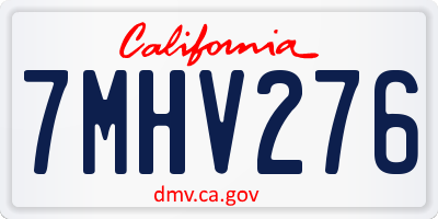 CA license plate 7MHV276