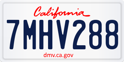CA license plate 7MHV288