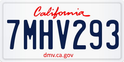 CA license plate 7MHV293