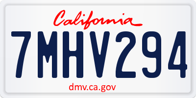CA license plate 7MHV294