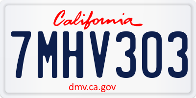 CA license plate 7MHV303