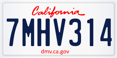 CA license plate 7MHV314