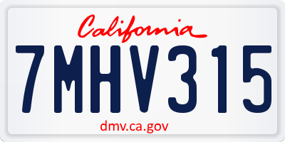 CA license plate 7MHV315