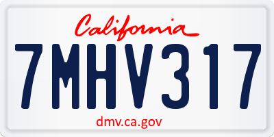 CA license plate 7MHV317