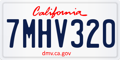CA license plate 7MHV320