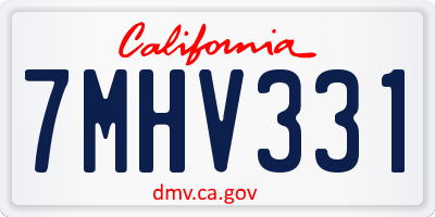 CA license plate 7MHV331