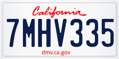 CA license plate 7MHV335