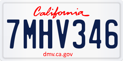 CA license plate 7MHV346
