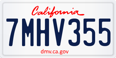 CA license plate 7MHV355