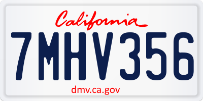 CA license plate 7MHV356