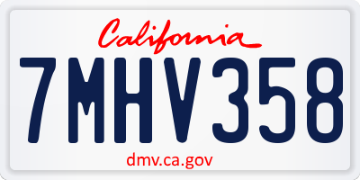 CA license plate 7MHV358