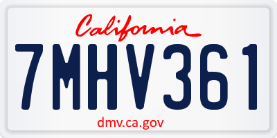 CA license plate 7MHV361