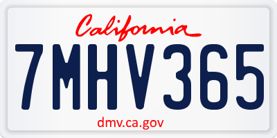 CA license plate 7MHV365