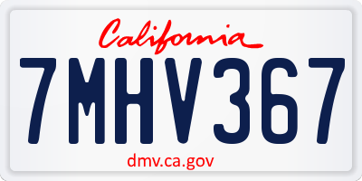 CA license plate 7MHV367