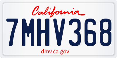 CA license plate 7MHV368