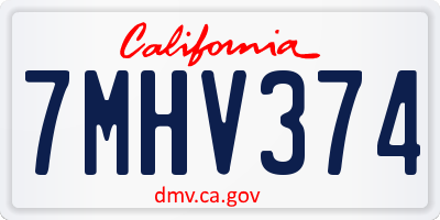 CA license plate 7MHV374