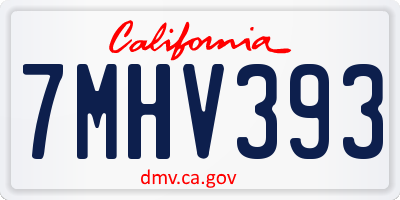 CA license plate 7MHV393